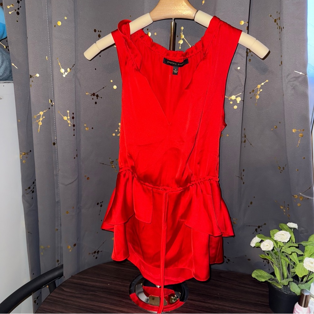 Cynthia Steffe Red Halter Sleeveless Top Blouse